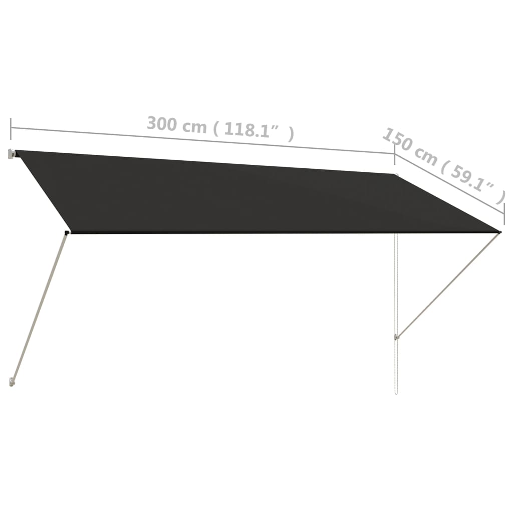 Einziehbare Markise 300×150 cm Anthrazit