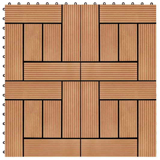 Terrassenfliesen 11 Stück WPC 30 x 30 cm 1 qm Teakholzfarbe