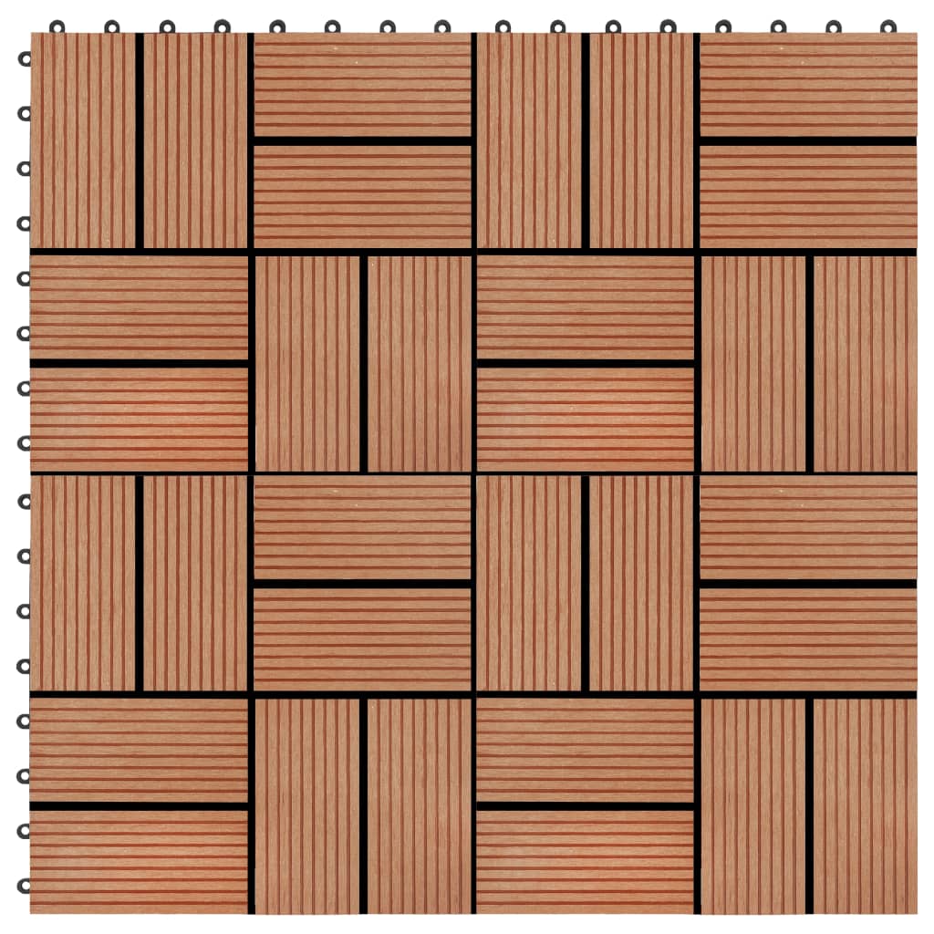 Terrassenfliesen 11 Stück WPC 30 x 30 cm 1 qm Teakholzfarbe