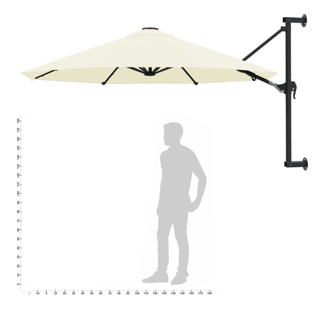 Sonnenschirm Wandmontage mit Metallmast 300 cm Sandfarben