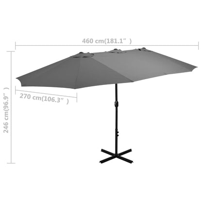 Sonnenschirm mit Aluminium-Mast 460 x 270 cm Anthrazit