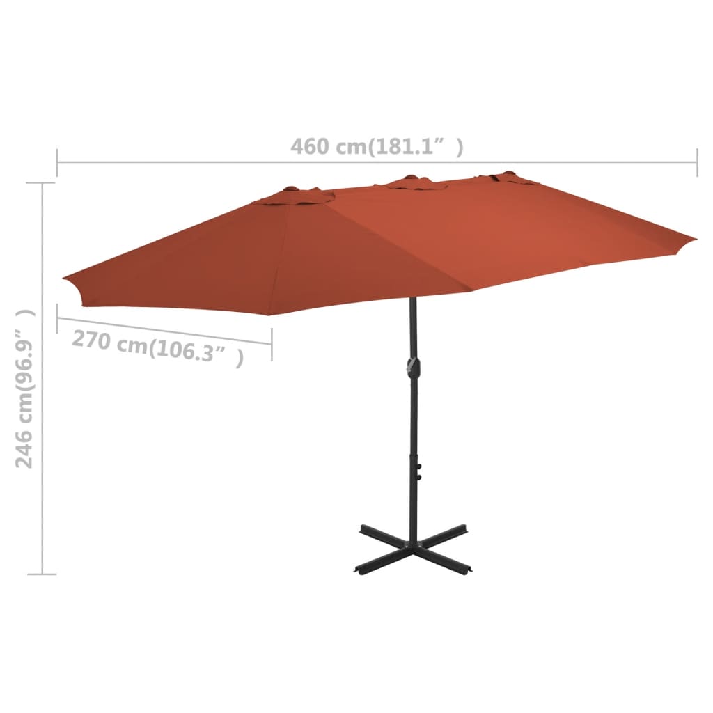 Sonnenschirm mit Aluminium-Mast 460x270 cm Terracotta-Rot