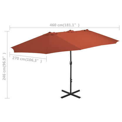 Sonnenschirm mit Aluminium-Mast 460x270 cm Terracotta-Rot