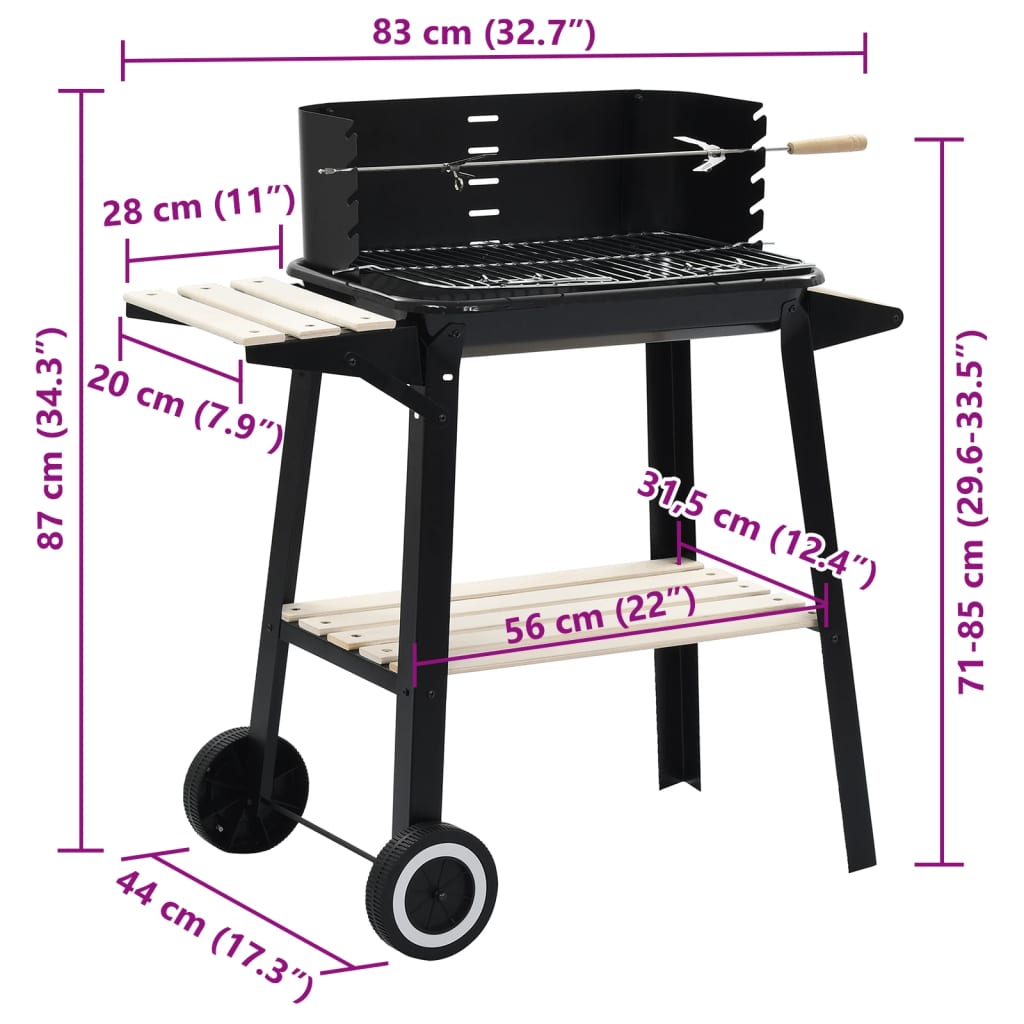 Holzkohlegrill Standgrill mit Rädern