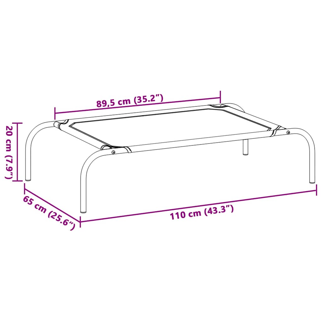 Letto rialzato per cani, nero, taglia L, Textilene
