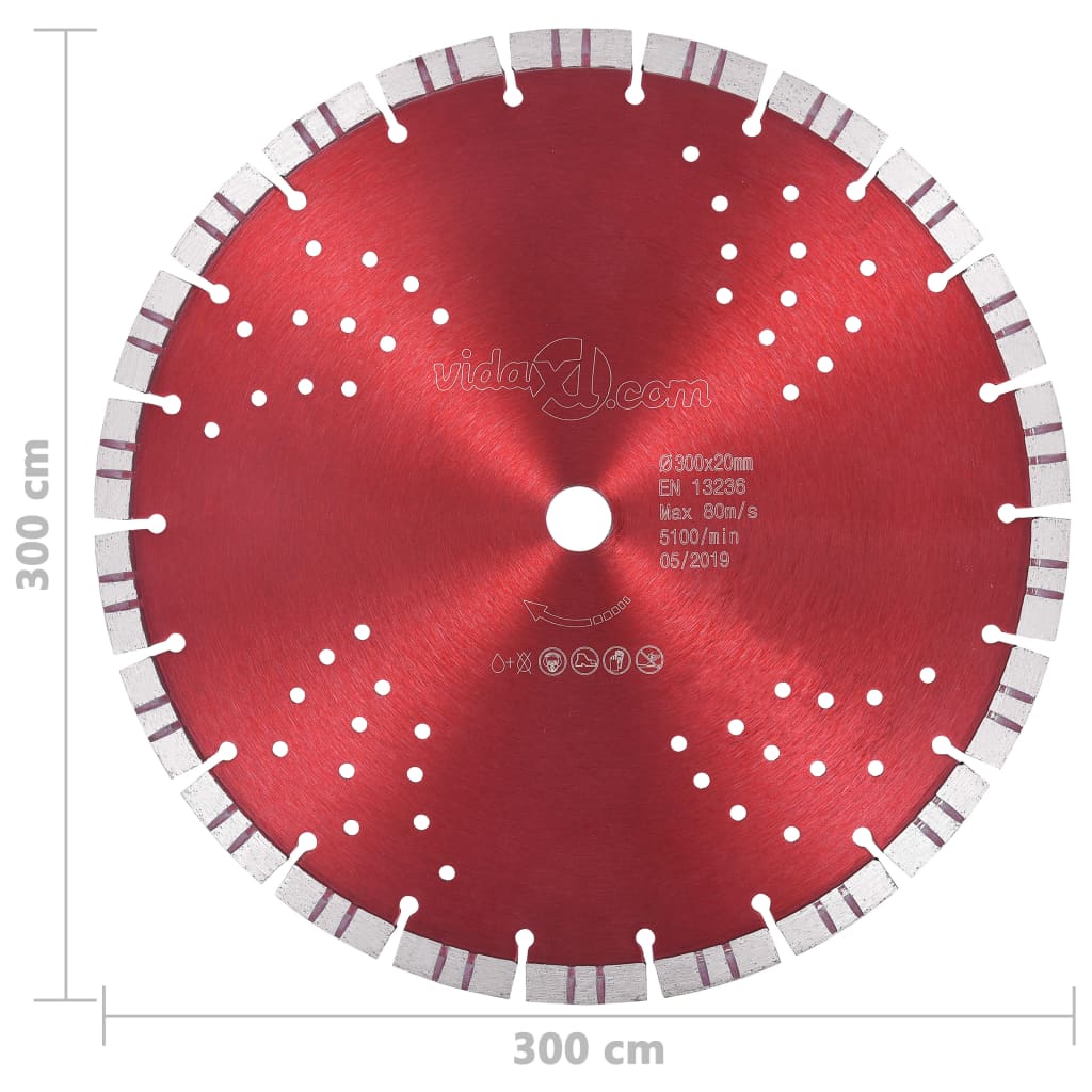 Diamant-Trennscheibe mit Turbo und Löchern Stahl 300 mm