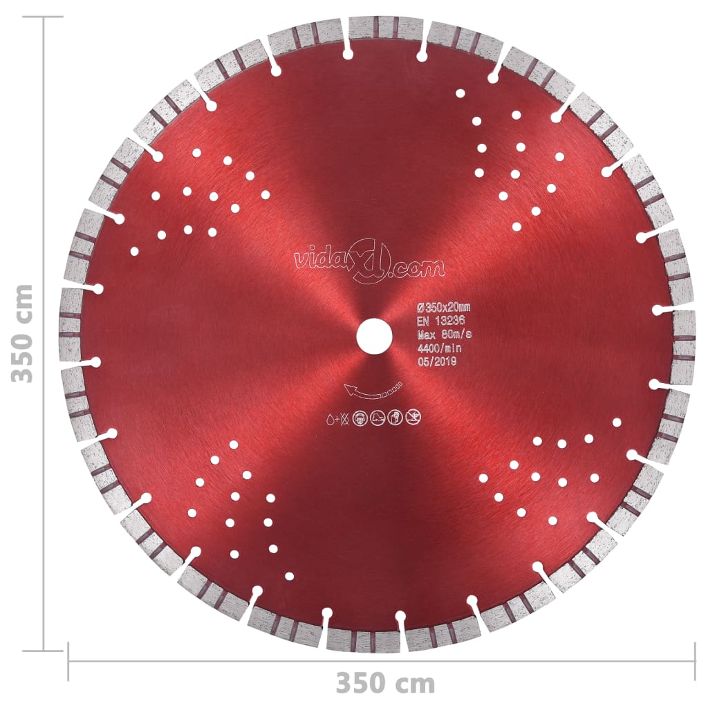 Diamant-Trennscheibe mit Turbo und Löchern Stahl 350 mm