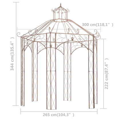 Gartenpavillon Antikbraun 3 m Eisen