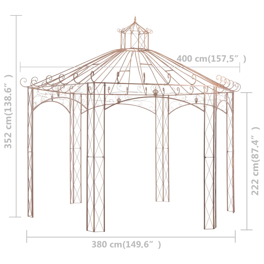 Gartenpavillon Antikbraun 4 m Eisen