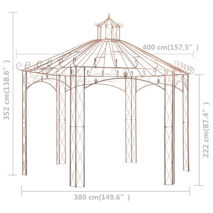 Gartenpavillon Antikbraun 4 m Eisen