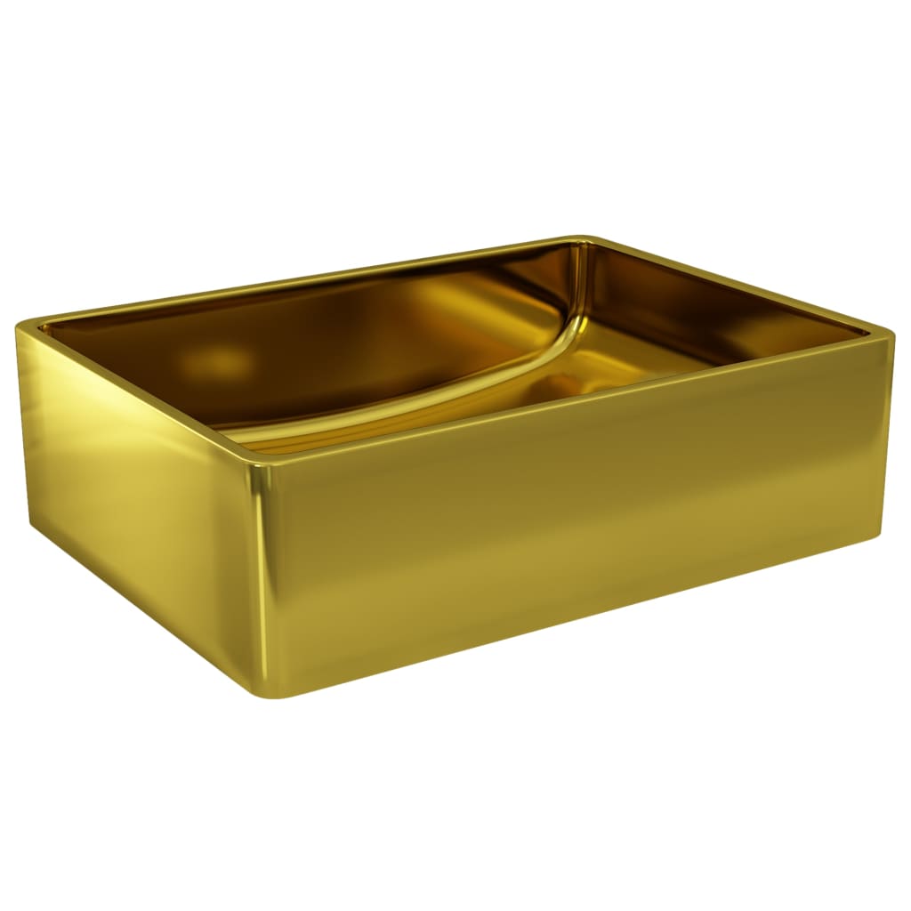 Waschbecken 41 x 30 x 12 cm Keramik Golden