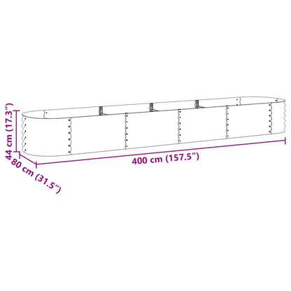 Garten-Hochbeet 400 x 80 x 44 cm Verzinkter Stahl Silbern