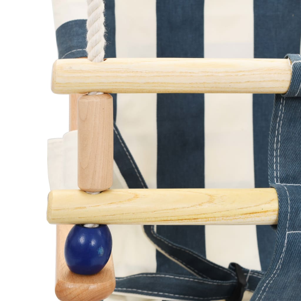 Babyschaukel mit Sicherheitsgurt Baumwolle Holz Blau