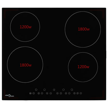 Glaskeramik-Kochfeld mit 4 Platten Touch Control 6000 W