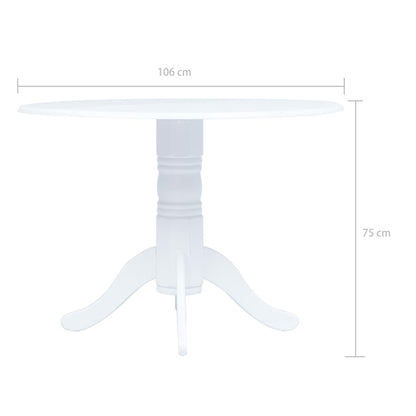 Esstisch Weiß 106 cm Gummiholz Massiv