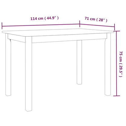 Esstisch Weiß 114x71x75 cm Gummiholz Massiv