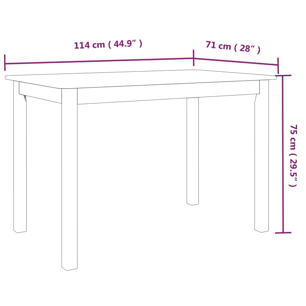 Esstisch Weiß und Braun 114x71x75 cm Gummiholz Massiv