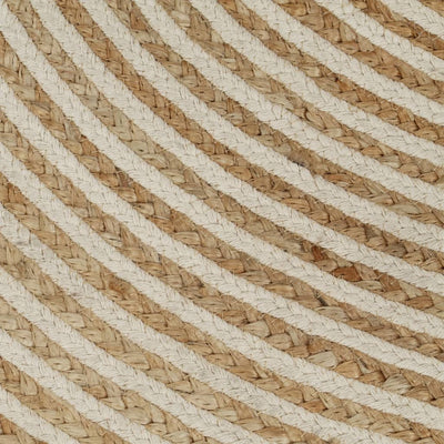 Teppich Handgefertigt Jute mit Spiralen-Design Weiß 120 cm