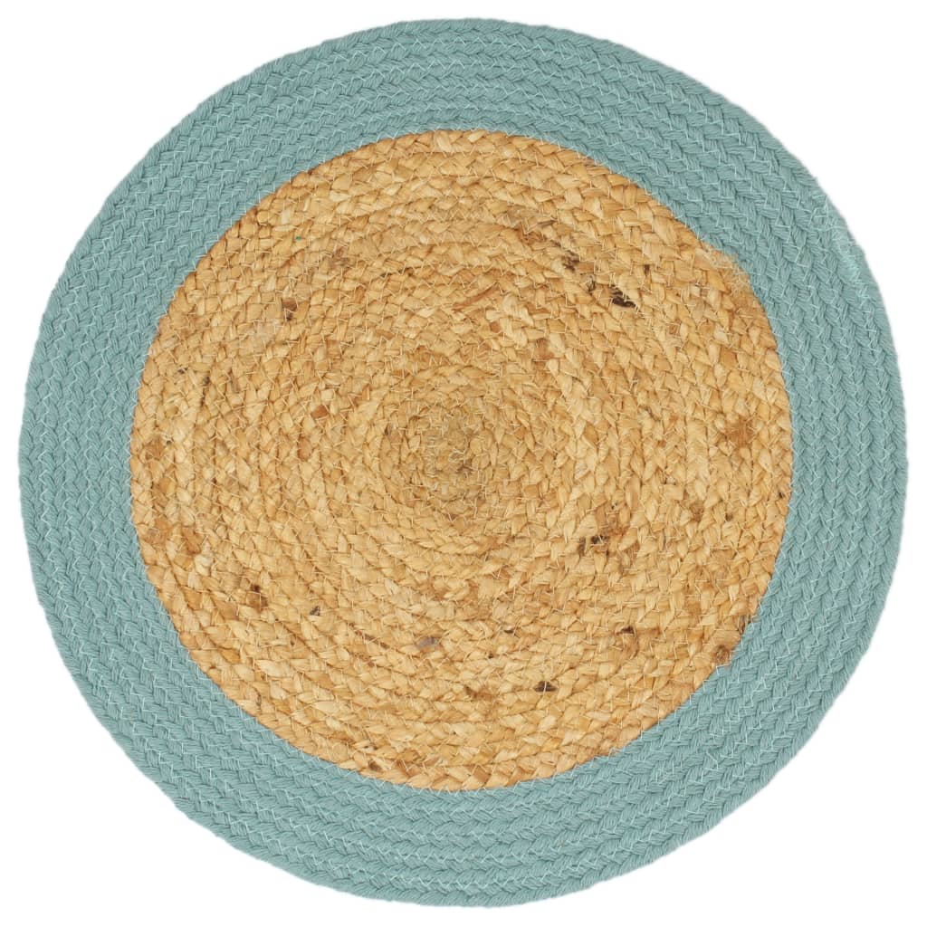 Tischsets 4 Stk. Natur und Grün 38 cm Jute und Baumwolle