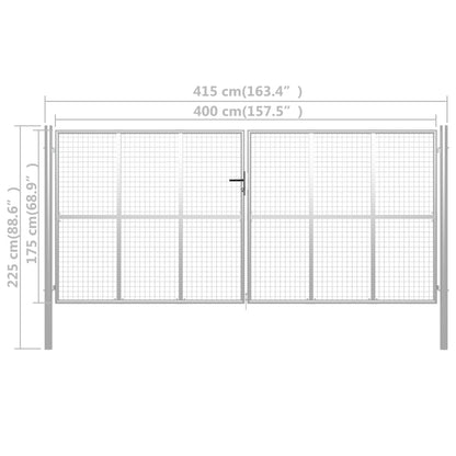 Gartentor Verzinkter Stahl 415 x 225 cm Silbern