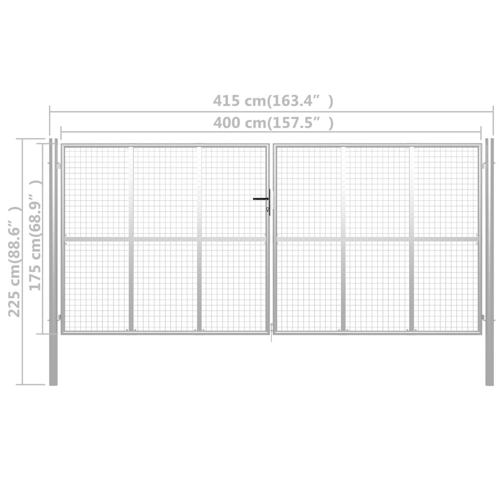 Gartentor Verzinkter Stahl 415 x 225 cm Silbern