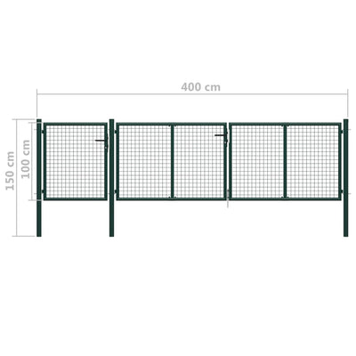 Gartentor Stahl 400 x 100 cm Grün