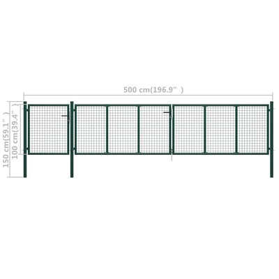 Gartentor Stahl 500×100 cm Grün