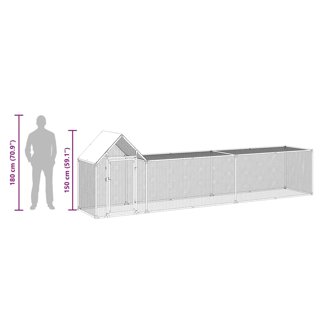 Hühnerstall 5x1x1,5 m Verzinkter Stahl
