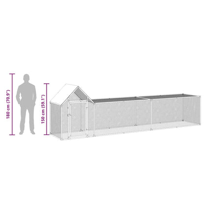 Hühnerstall 5x1x1,5 m Verzinkter Stahl