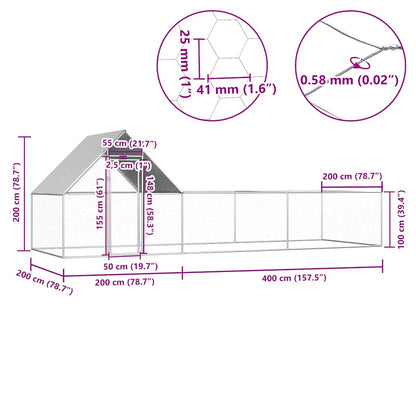 Hühnerstall 6x2x2 m Verzinkter Stahl