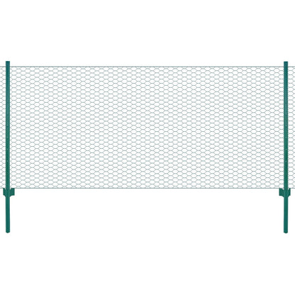 Maschendrahtzaun mit Pfosten Stahl 25 x 0,5 m Grün