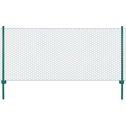 Maschendrahtzaun mit Pfosten Stahl 25 x 0,5 m Grün