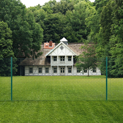 Maschendrahtzaun mit Pfosten Stahl 25 x 0,5 m Grün