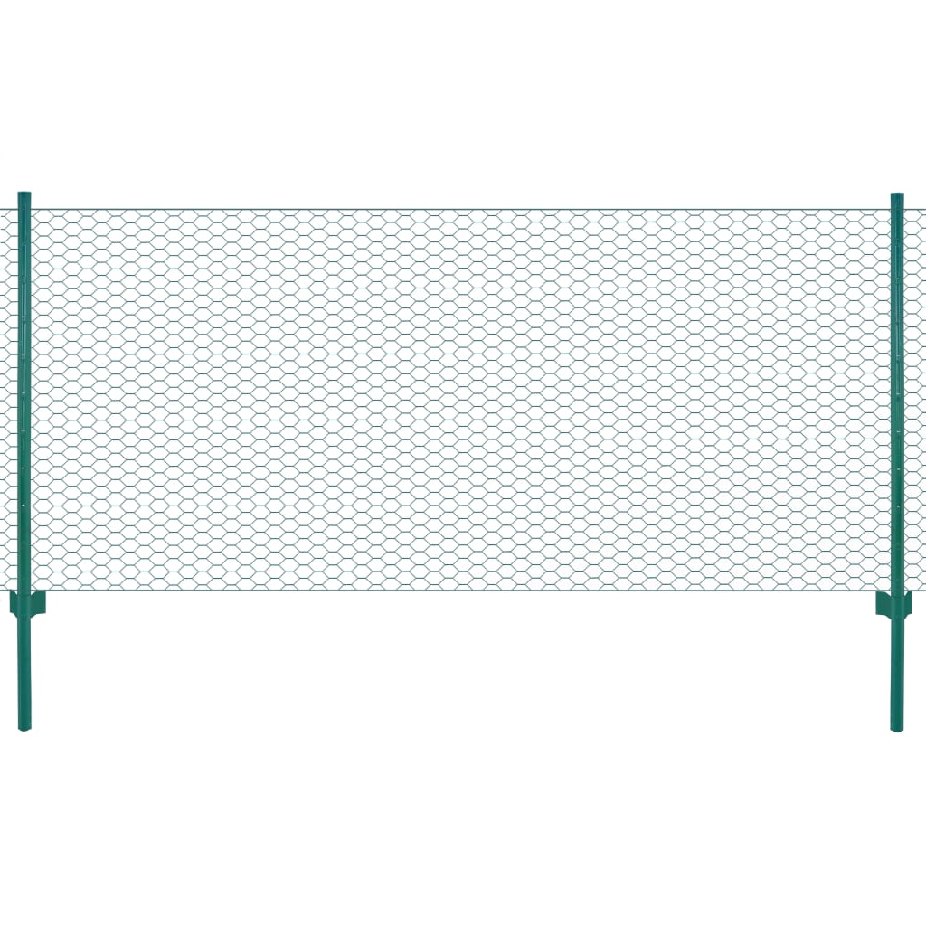 Maschendrahtzaun mit Pfosten Stahl 25 x 0,75 m Grün