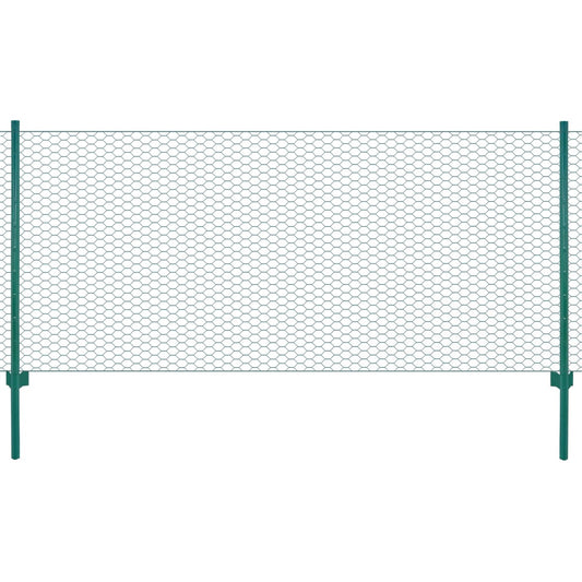 Maschendrahtzaun mit Pfosten Stahl 25 x 0,75 m Grün