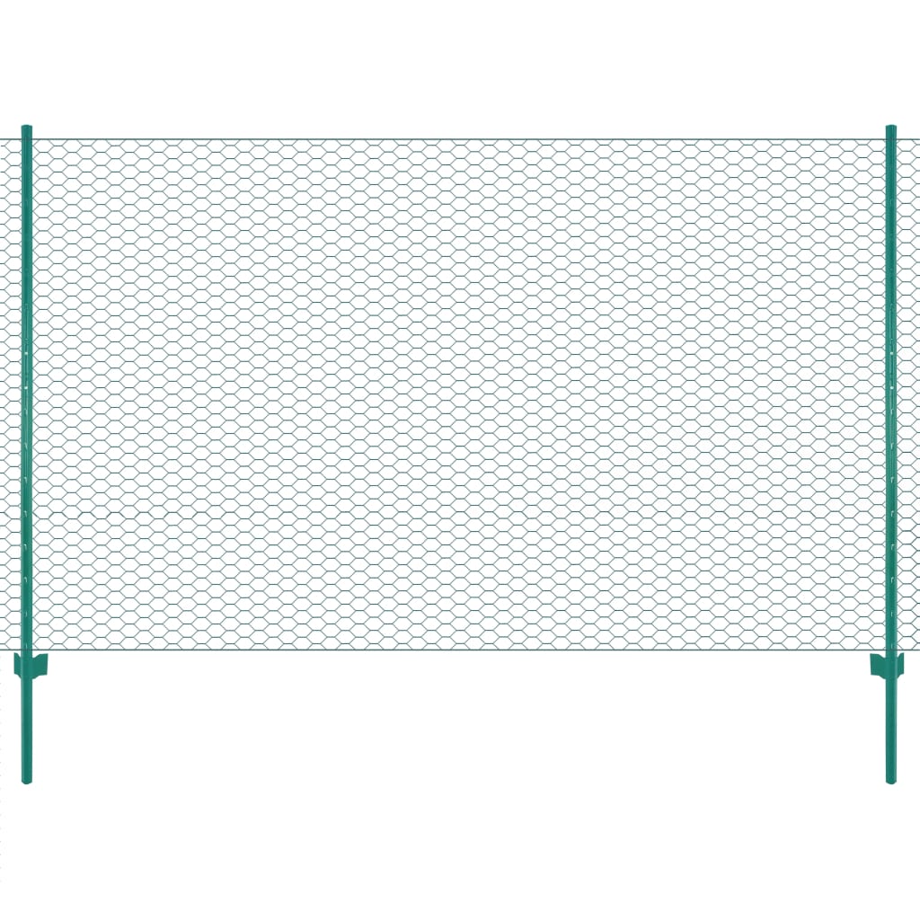 Maschendrahtzaun mit Pfosten Stahl 25 x 2 m Grün