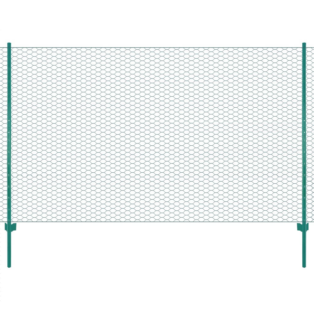 Maschendrahtzaun mit Pfosten Stahl 25 x 1,5 m Grün