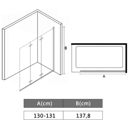 Faltbare Duschkabine 3 Paneele ESG 130 x 138 cm