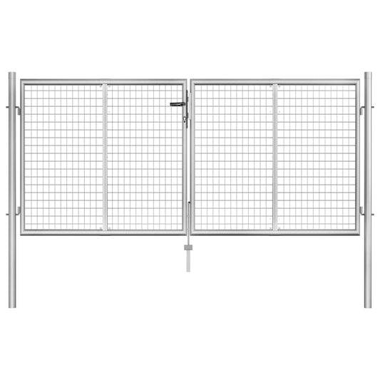 Gartentor Verzinkter Stahl 306 x 150 cm Silbern