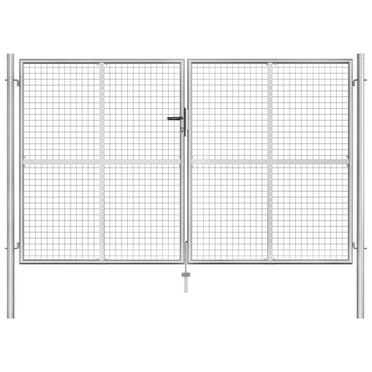 Gartentor Verzinkter Stahl 306 x 200 cm Silbern