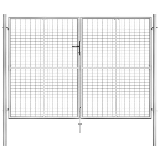 Gartentor Verzinkter Stahl 306 x 225 cm Silbern