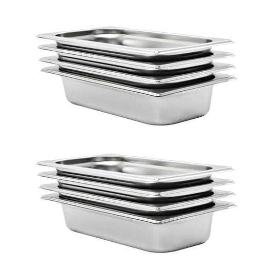 Contenitori Gastronorm, 8 pezzi, GN 1/3, 65 mm, acciaio inox