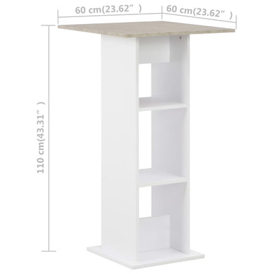 Bartisch Weiß und Beton 60x60x110 cm