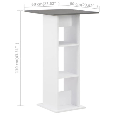 Bartisch Weiß und Anthrazitgrau 60x60x110 cm