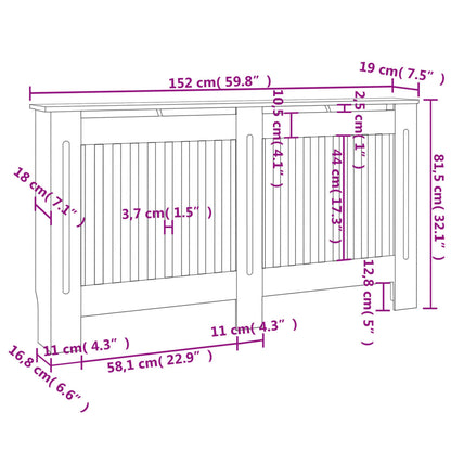 Heizkörperabdeckung 2 Stk. Weiß MDF 152 cm