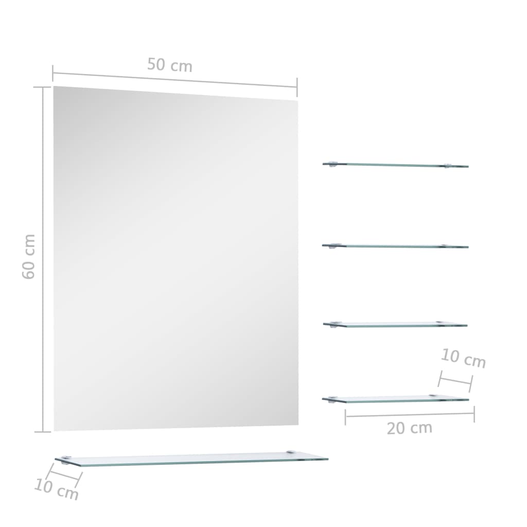 Wandspiegel mit 5 Ablagen Silbern 50×60 cm