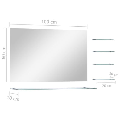 Wandspiegel mit 5 Ablagen Silbern 100×60 cm