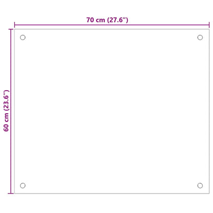 Küchenrückwand Weiß 70x60 cm Hartglas