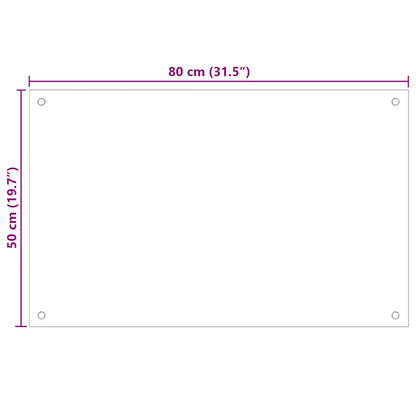 Küchenrückwand Weiß 80x50 cm Hartglas