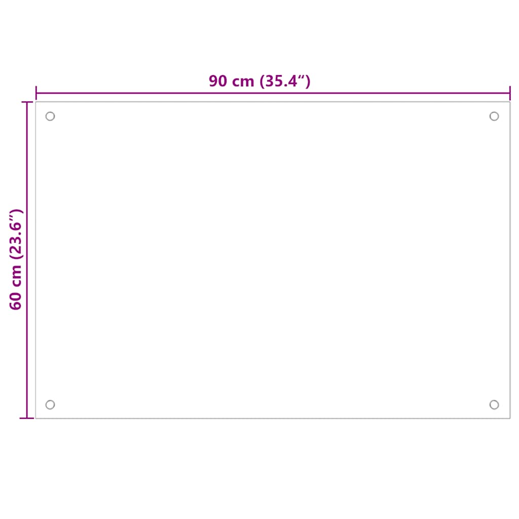 Küchenrückwand Weiß 90x60 cm Hartglas